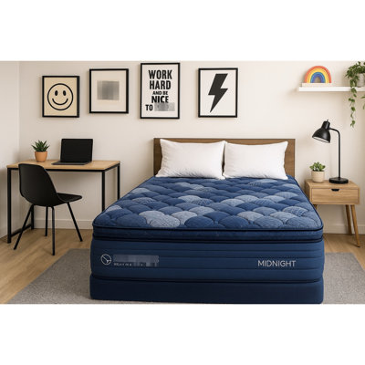 Matelas pour très grand lit 14 po avec unité de poche, couches en mousse bleue, mémoire et housse souple roulée compressée, mousse, couches
