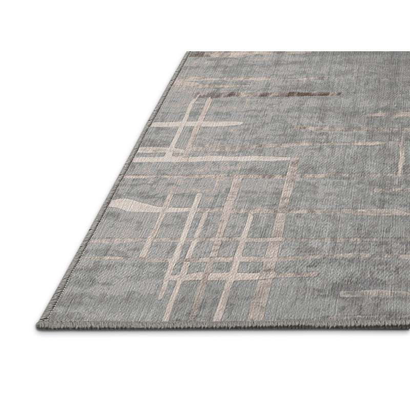Machine Washable Gray Area Rug, Rectangle 8' x 10'