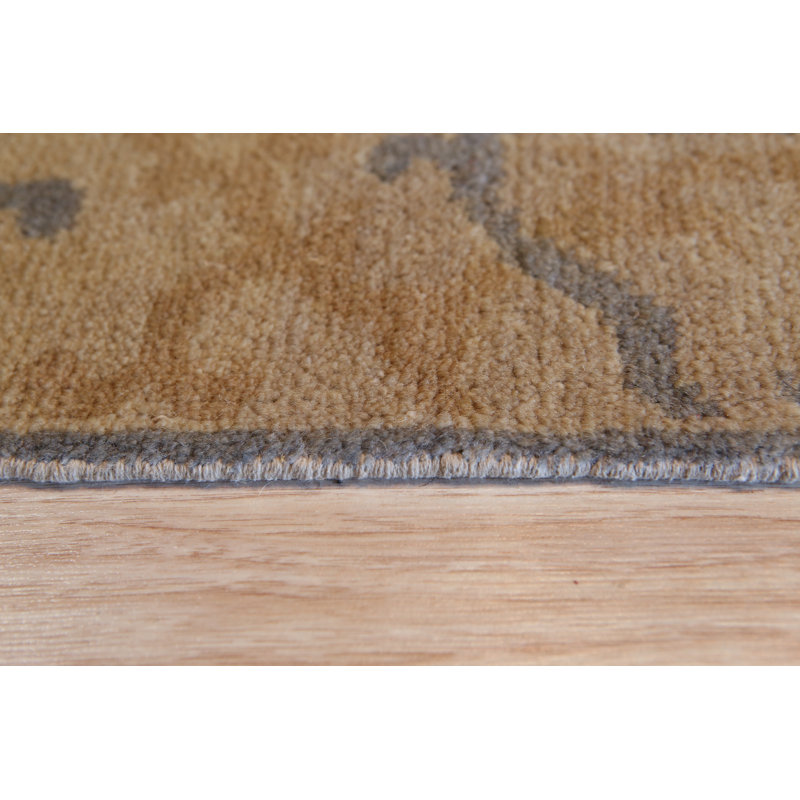 Tapis doré en laine noué à la main Iyla, Rectangle 6 pi x 9 pi