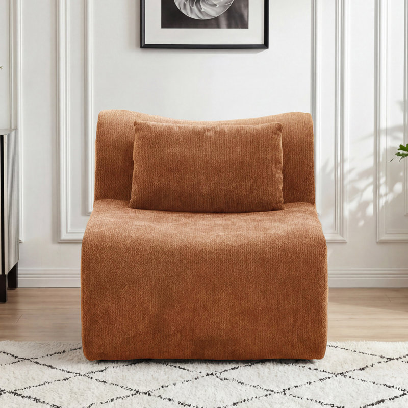 Chaise rembourrée sans accoudoirs, Orange