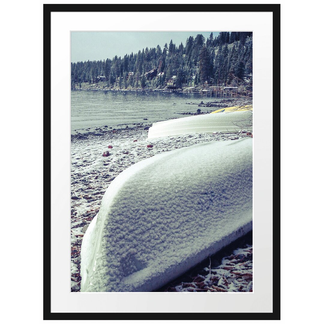 Gerahmtes Poster Boote im Winter