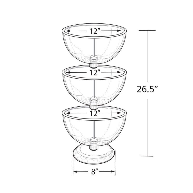Présentoir bol à trois niveaux 12 ", 12" et 12 "