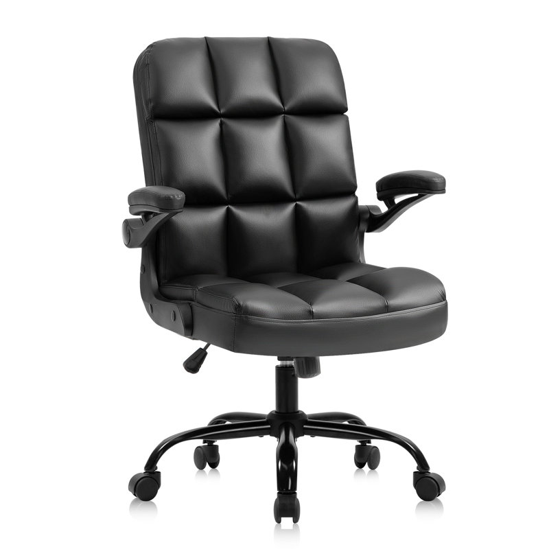 Mignon fauteuil de bureau en similicuir, Brun, Noir