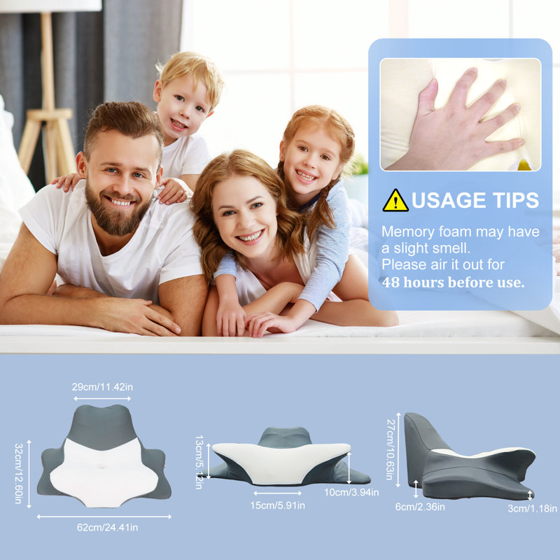 Prone Sleeping Pillow: Ergonomic Memory Foam Bed Pillow Reading Pillow For Lying, Back Support, Contour Orthopedic Pillow For Back Stomach Sleepers