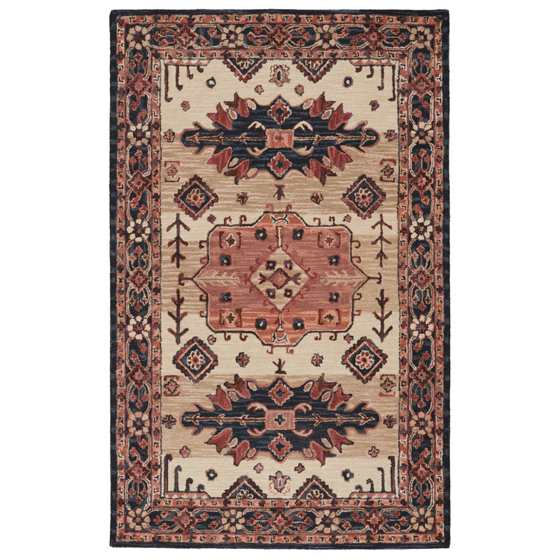 Oriental Handmade Tufted Wool Beige/Orchre Area Rug, Rectangle 5' x 8'