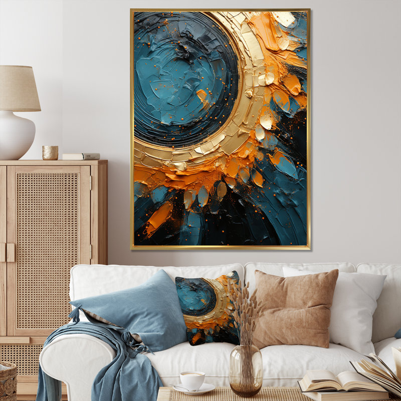 Desert Mirage Vortex III sur toile, Cadre flottant doré, H 20 po x l 12 po x P 1 po