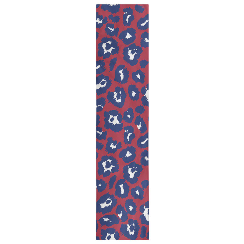 Animal Print Table Runner, Scarlet/Blue/White, 72" x 16"