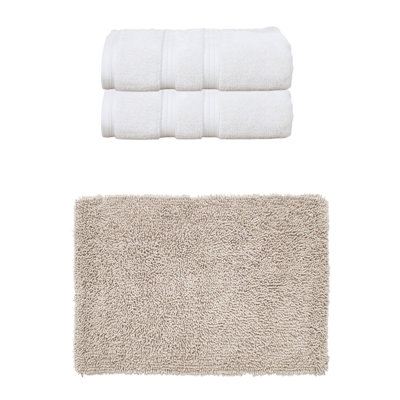 Bruno Collection 100% Soft Cotton Bath Towel Set & Bath Rug
