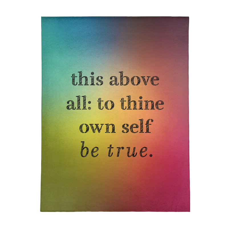 Tapis de poly-chenille en polyester à citations multicolores shakespeare, Rectangle 5 pi x 7 pi