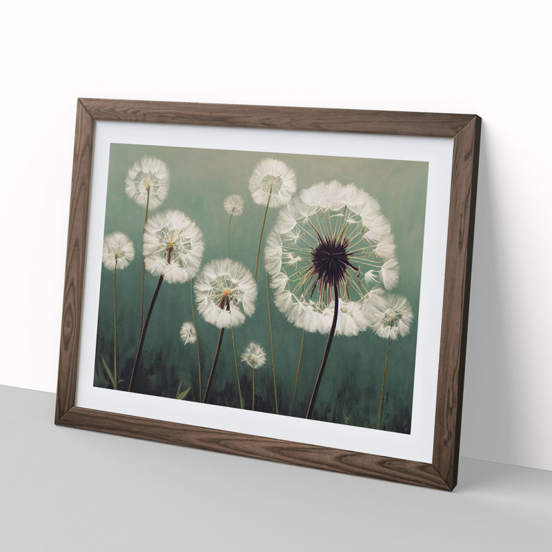 Entrancing Dandelion Flowers - Framed Print, 46cm H x 64cm W x 2cm D, Walnut