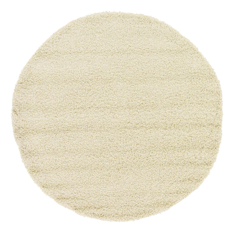 Eginhardt Shag Pure Area Rug, Round 6'1", Pure Ivory