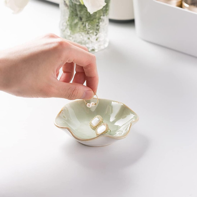 Ceramic Trinket Dish, Decorative Jewelry Tray For Rings, Earrings, Necklaces, Watches, And Keys