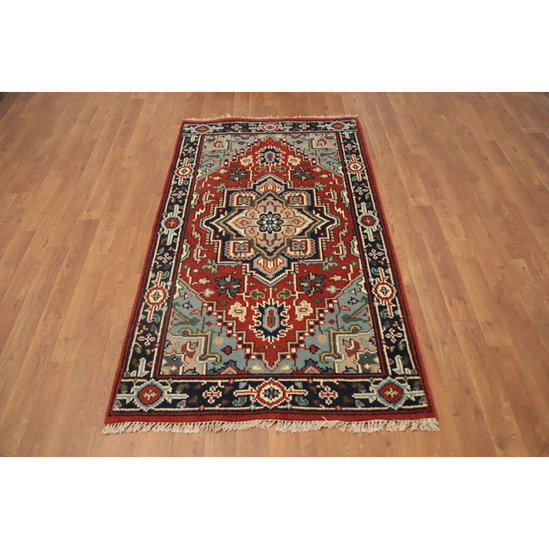 Tapis géométrique traditionnel en laine fait à la main 3 x 5