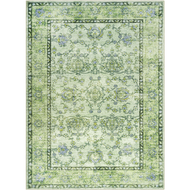 Tapis à motif floral lavable Fillender, Rectangle de 5 pi x 8 pi