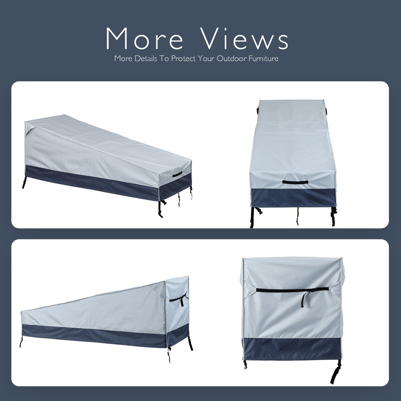 Housse imperméable pour méridienne de patio - Toile robuste 600D pour chaise longue de piscine H 84 po x P 34 po x H 32 po gris et gris foncé