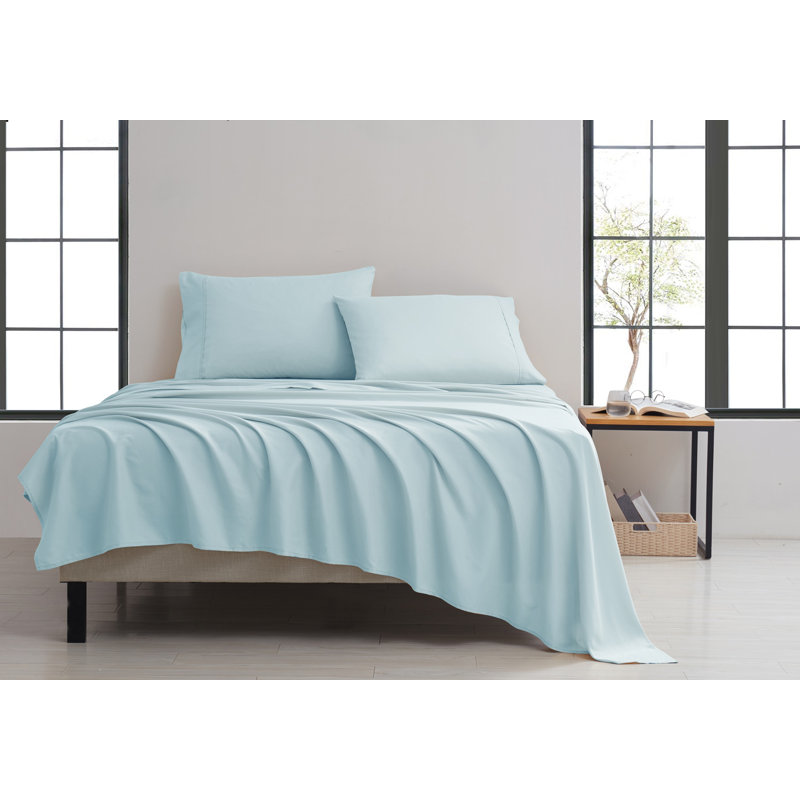 Ensemble de draps en sergé , Double, Turquoise
