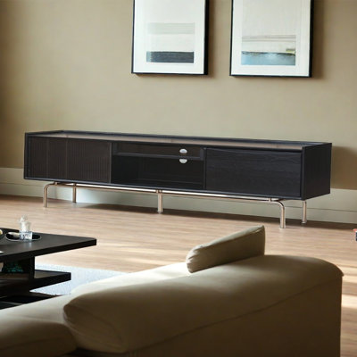 Solid Wood TV Stand in Classic Black
