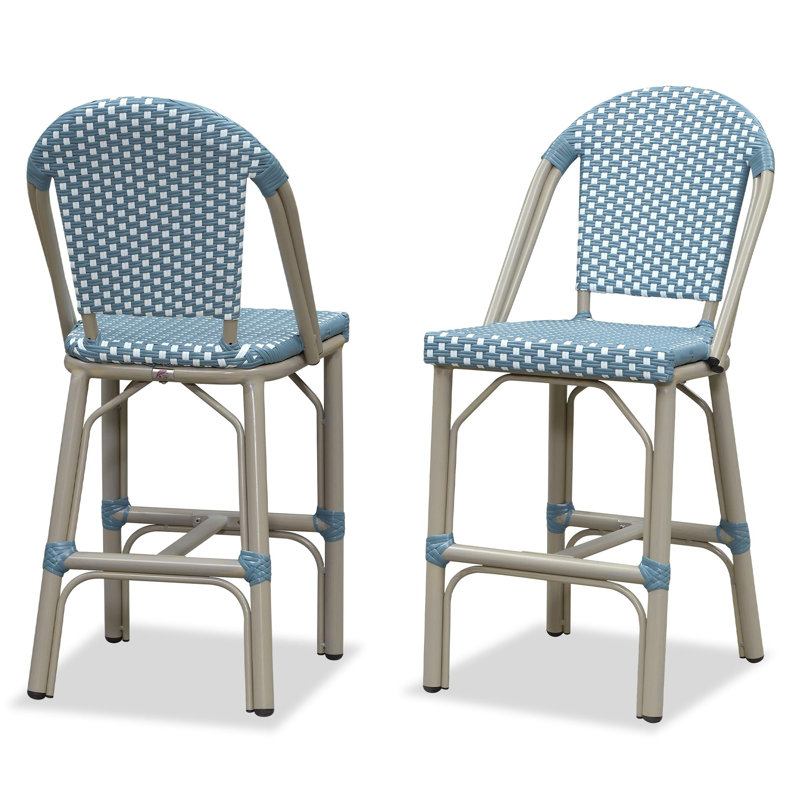  Ensemble de 2 tabourets de bar à hauteur de comptoir French, Champagne, Light Blue