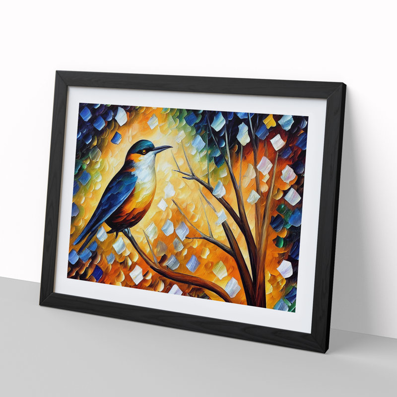 Flawless Bird Abstract - Single Picture Frame Print, Black, 46cm H x 64cm W x 2cm D