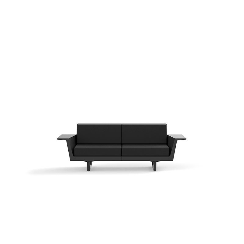 Canapé 4 places l 140,25 po Delta, Polyester noir, Noir de base