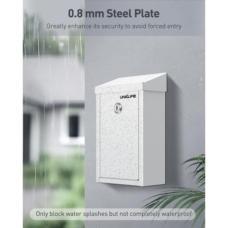 Key Drop Box For Outside, Metal Donation Box Collection Box With Key Lock, Safe Suggestion Box, Wall Mounted Mailbox With Top Slot, Steel Cash Drop Box For Home Office And Business
