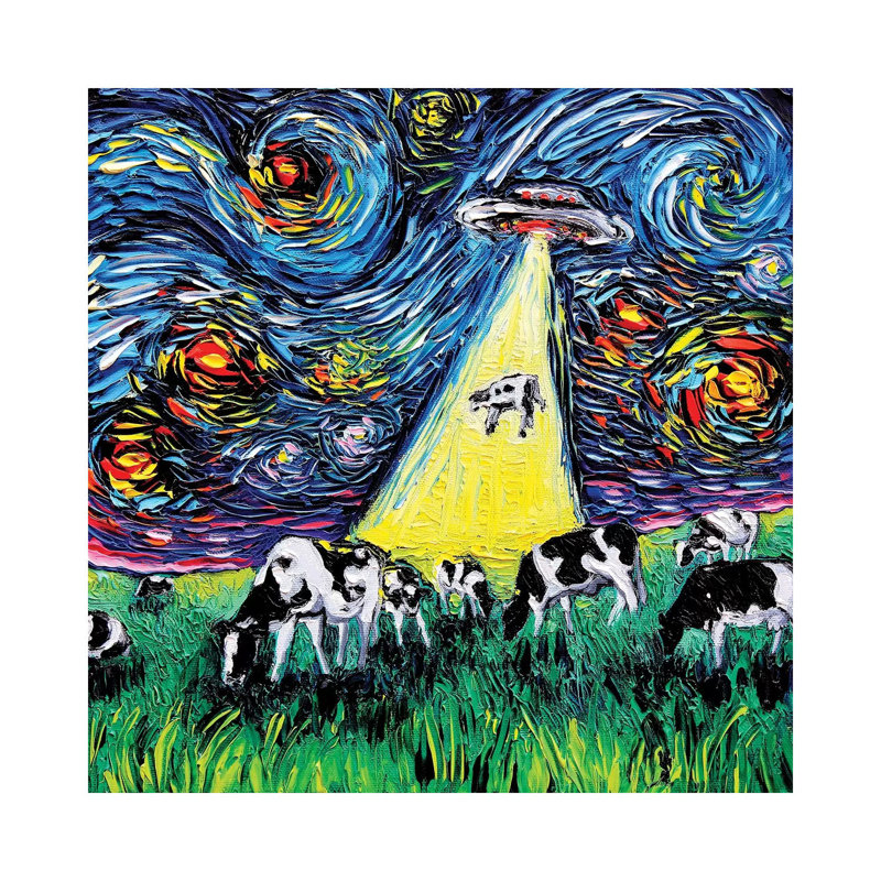 " Van Gogh Was Never Abducted " by Aja Trier, Wrapped Canvas, No Mat, 18" H x 18" W x 1.5" D