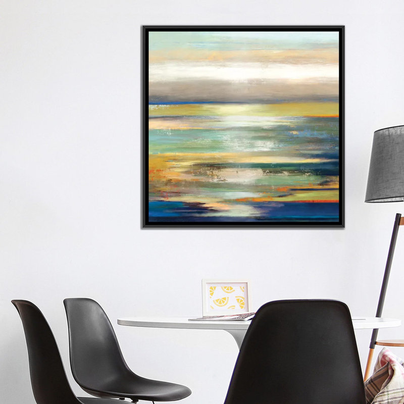 « soirée marée i », impression sur toile, H 37 po x l 37 po x P 1,5 po, Toile avec cadre noir, Pas de tapis