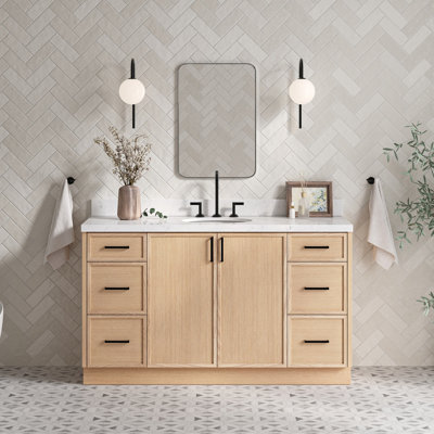 ARIEL Kellie 60 Single Sink Bathroom Vanity with Carrara Quartz Top