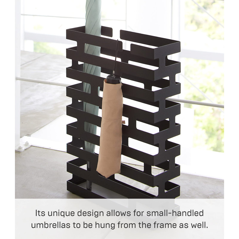 Black Powder-Coated Steel Rectangular Umbrella Stand