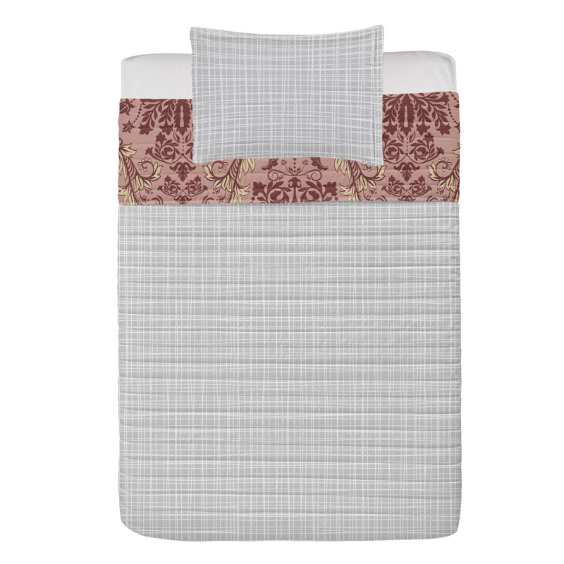 Twin Pale Rust Microfiber Reversible Bedspread Set