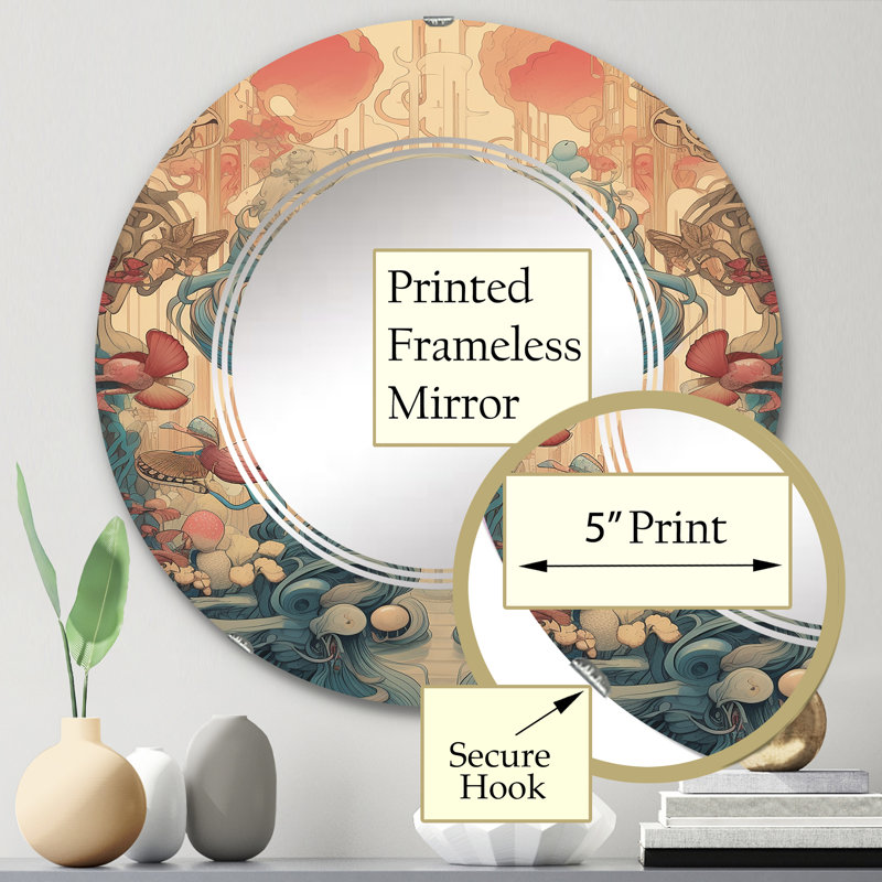 Organza - Miroir mural moderne rond, 24 po x 24 po