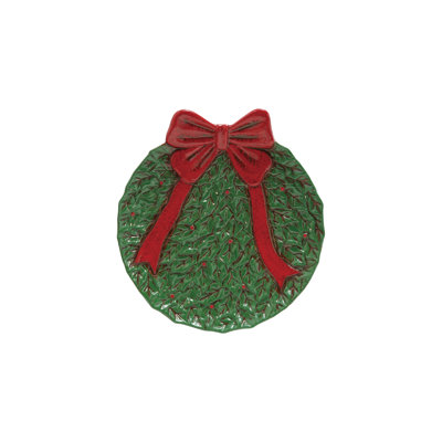 Hand-Painted Dolomite Wreath Plate with Bow