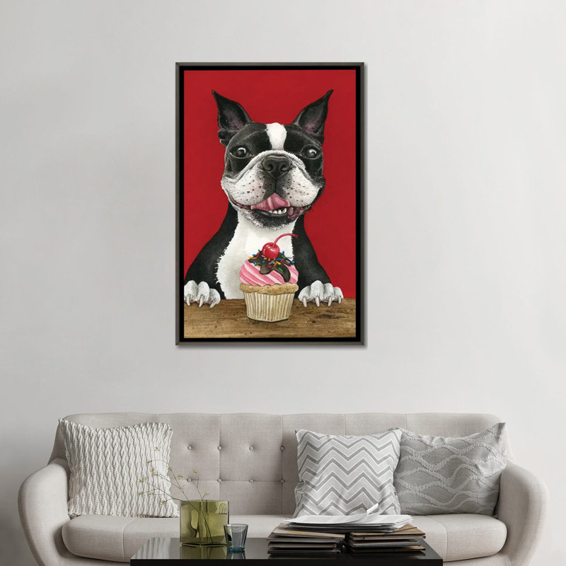 «Boston Cupcake» par Tracy Lizotte - impression, H 48 po x l 32 po x P 1,5 po, Toile encadrée de bois rustique foncé