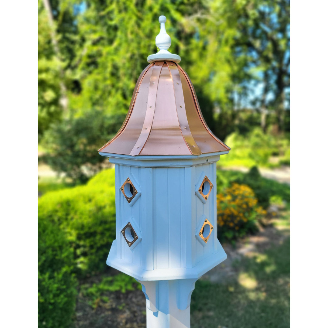 Bell Copper Roof Handmade Birdhouse, Extra Large With 8 Nesting Compartments with Predator Guards Canora Grey