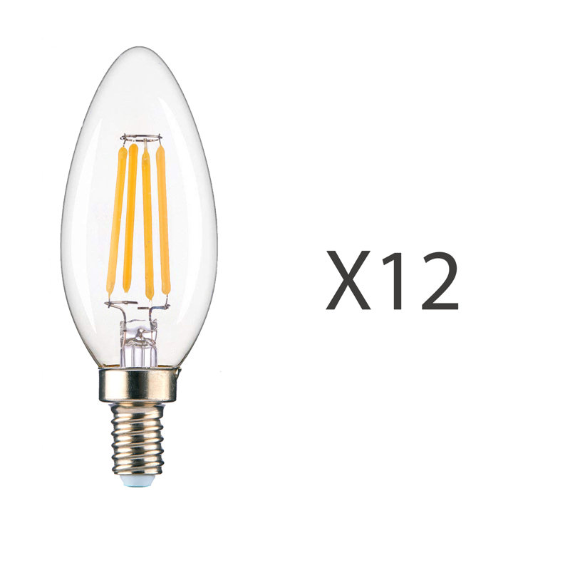 Clear Dimmable LED Candelabra Bulbs Set of 12