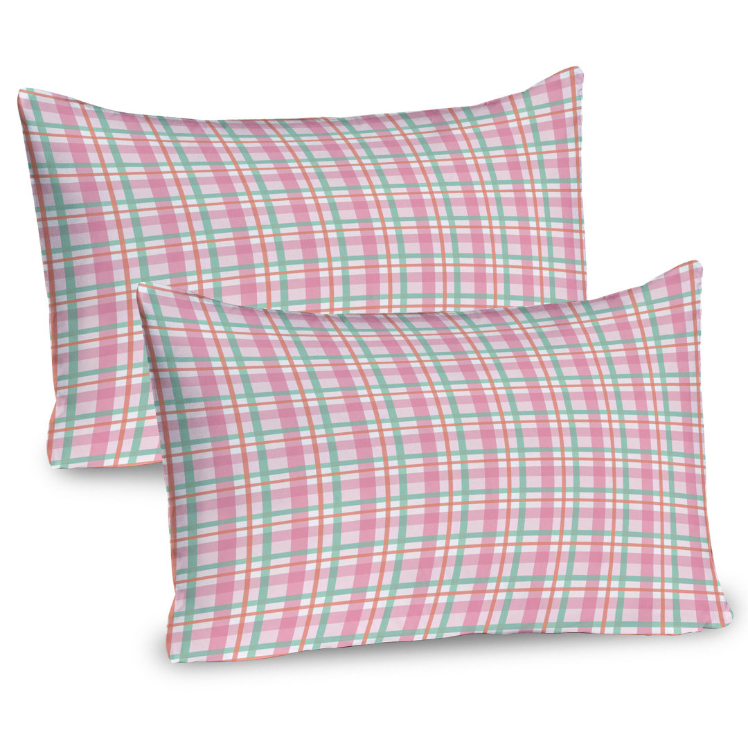 Kissenbezug Packung mit 2, Pastellfarbe Checkered, Mint Salmon Pale Pink