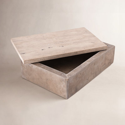 Travertine Rectangle Box Large Cream