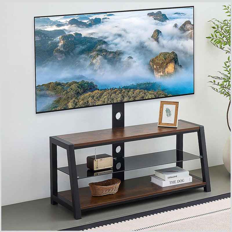 Meuble télé avec plateau de rangement en bois, Bois d'acacia