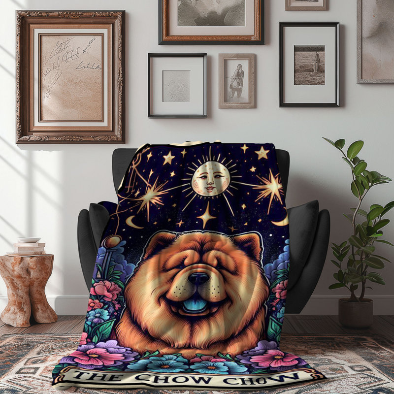 Chow Chow Tarot Card - 1 Piece Premium Sherpa Blan Throw Blanket, 60" W x 80" L