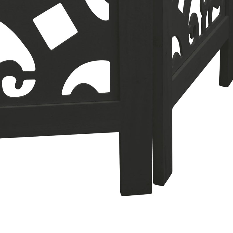 Folding Room Divider, 5, Black, 200cm H x 180cm W x 1.6cm D