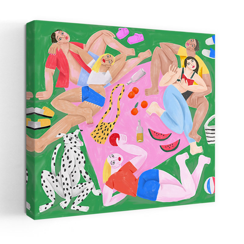 Art mural contemporain «Sur L Herbe», H 48 po x l 48 po