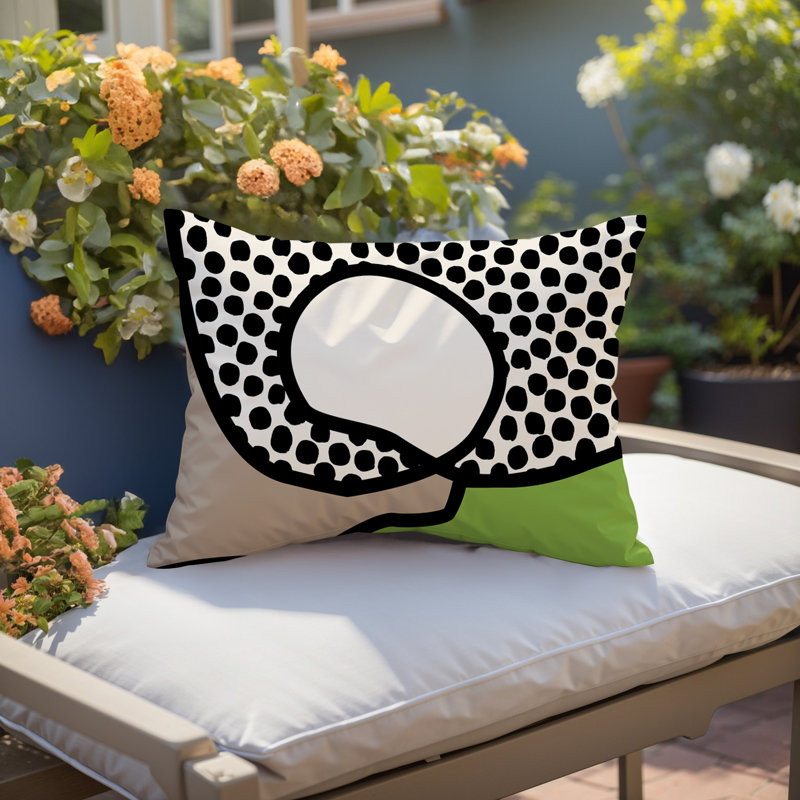 Coussin lombaire réversible intérieur / extérieur Jai Abstract, H 18 po x l 25 po, Chartreuse