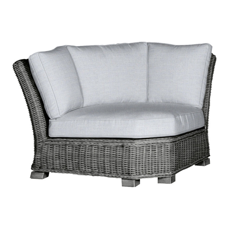 Rustic Woven Sectional Corner, Slate Gray, Rollo Chambray InsideOut® Linen, Welt