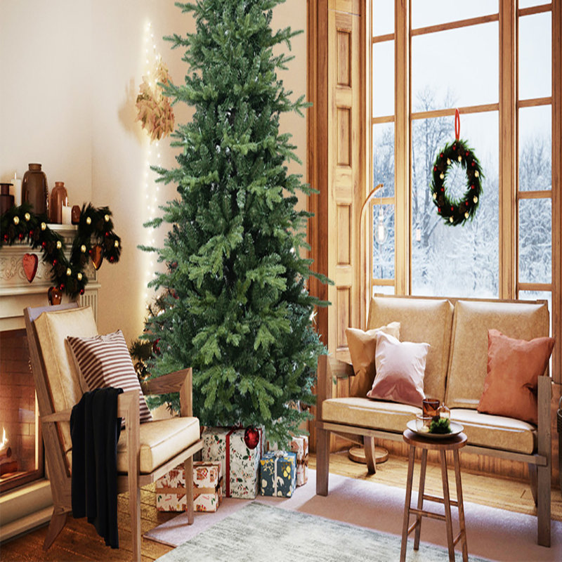 Arbre de Noël 4 pi en PVC vert + PE avec 919 pointes - arbre à charnières plein et luxuriant, assemblage facile, conception d'aiguille mixte réaliste