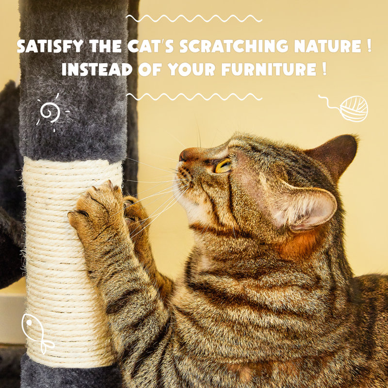 Daejah 63'' H Cat Tree, Smoky Grey