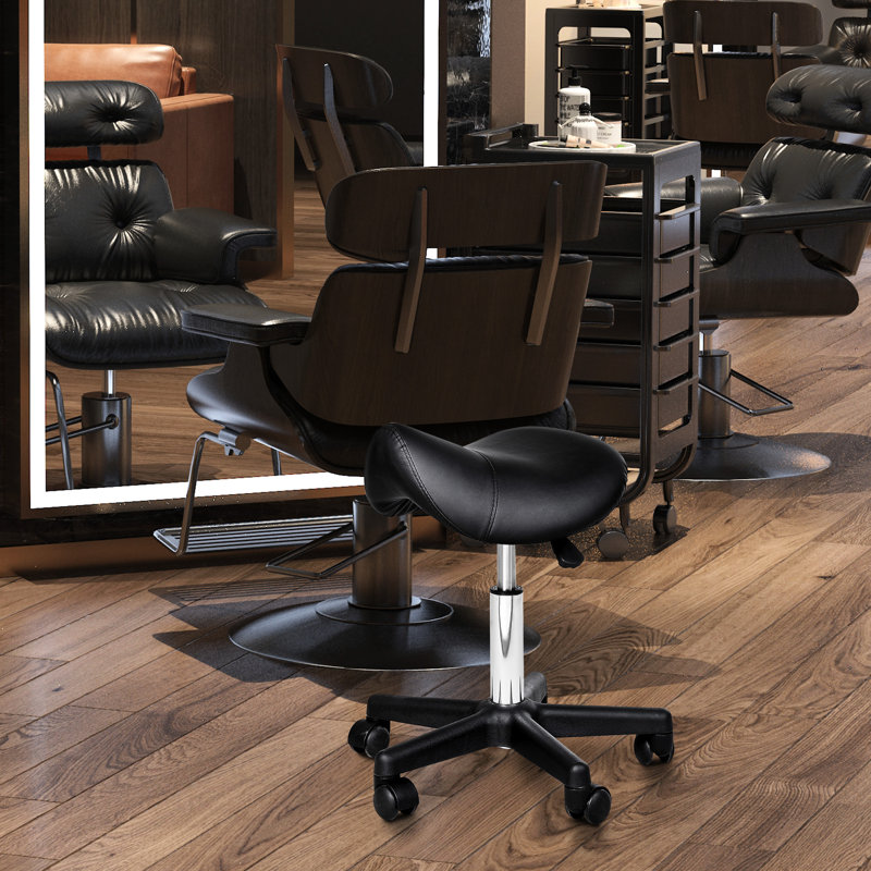 Tabouret à roulettes noir, hauteur réglable, similicuir ergonomique pour une expérience agréable en spa, salon, massage, tabouret de bureau avec siège, spas, salons, massages, bureaux,