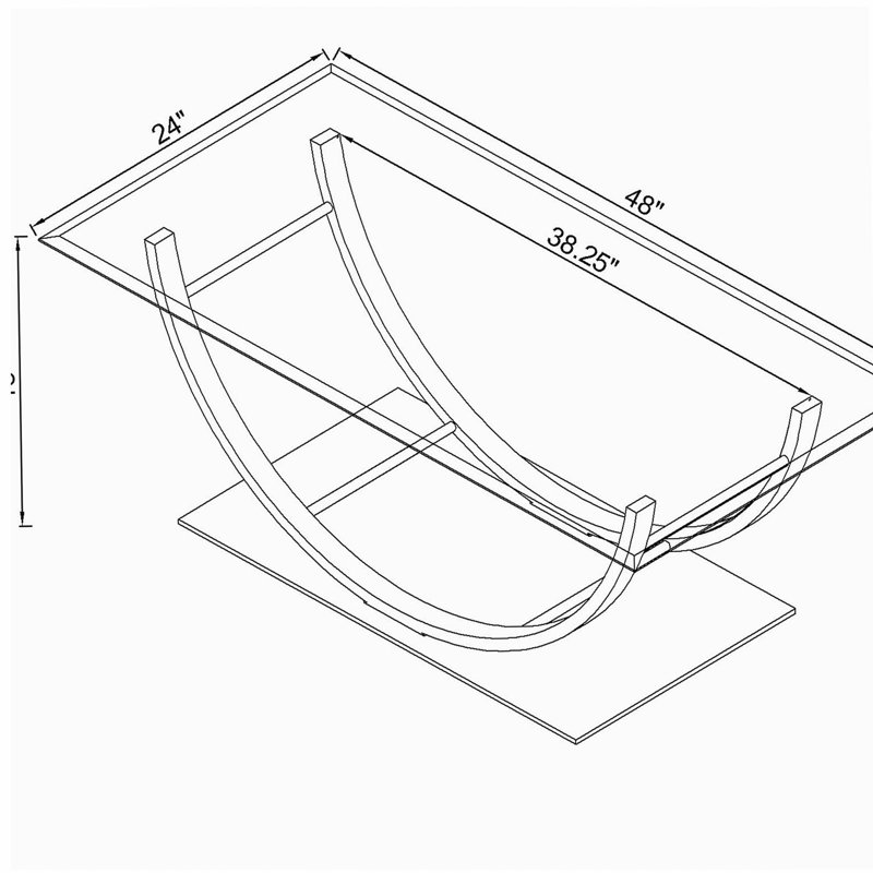 Chrome Rectangular U-Shaped Glass Top Coffee Table