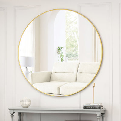 Miroir surdimensionné de 48 po doré avec cadre en métal, style surélevé de diverses pièces, miroir de 48 po, exigences de décoration des salles de réunion
