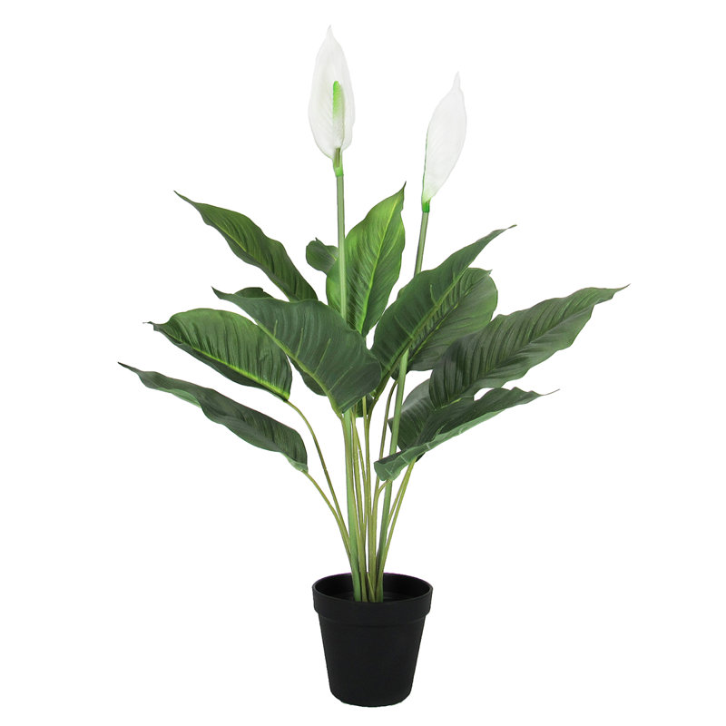 Lys de paix artificiel en pot, H 28 po x l 20 po x P 20 po