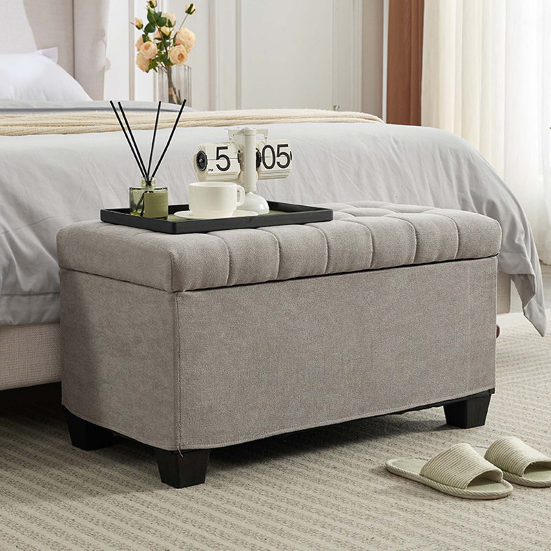 Storage Ottoman Bench, Foot Rest With Legs,End Of Bed Bench, Storage Chest, Load Up To 660 Lb, For Living Room, Bedroom, Entryway